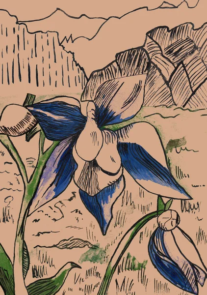 Grunge-Hintergrund mit einer Blume mit Platz für Text oder Bild — Stockfoto