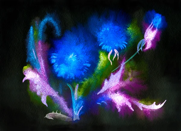 Tmavě modré květy zářil jako pozadí — Stock fotografie