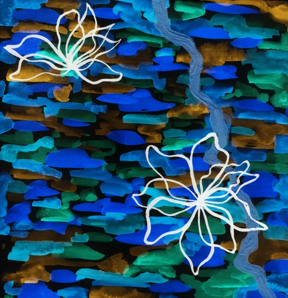 Kleurrijke water kleur gieten op een papier — Stockfoto
