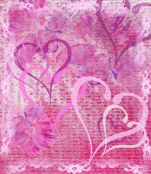 Old background with hearts — Stock Photo, Image