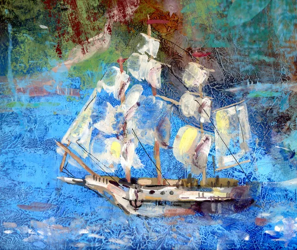 Barci pe apa albastra inchisa — Fotografie, imagine de stoc