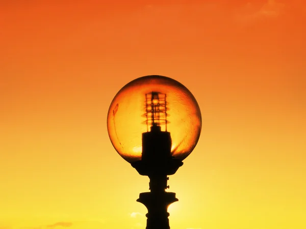 stock image City lantern at sunset