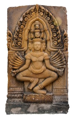 Carved stone of brahma god isolated clipart