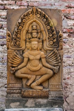 Carved stone of brahma god clipart