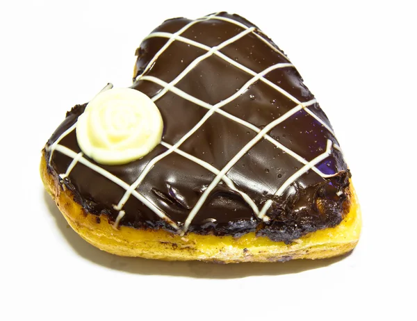 Heart shaped chocolate donut — Stock Photo, Image
