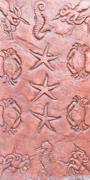 Sea life pattern stone craft — Stock Photo, Image