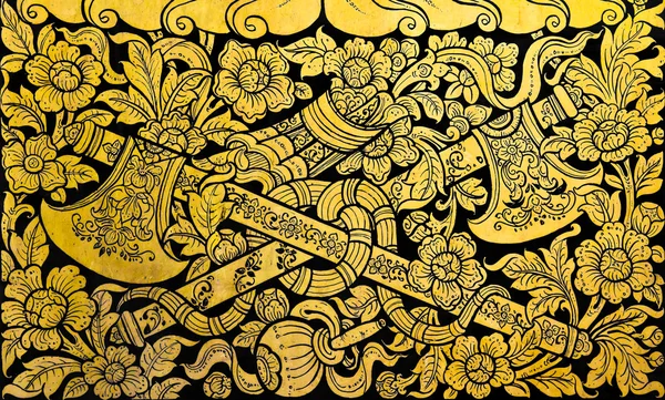 Golden thai korsa axe mönster på väggen — Stockfoto