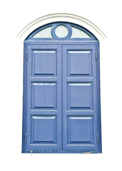 Beyaz izole mavi pencere — Stok fotoğraf