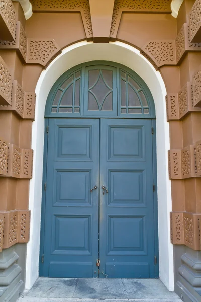 Μπλε ξύλινη πόρτα vintage — Φωτογραφία Αρχείου