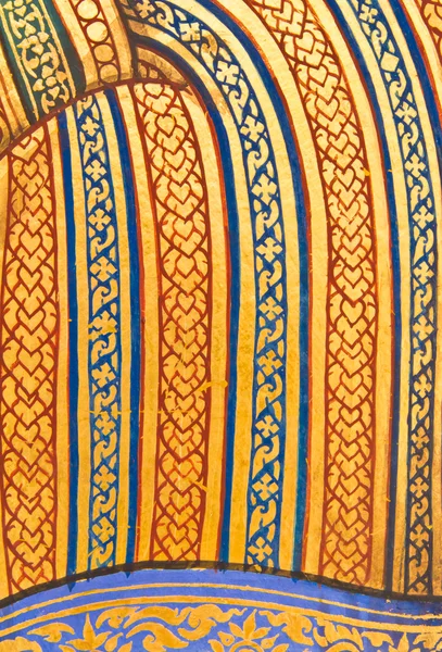 Gouden Thaise patroon op de muur — Stockfoto