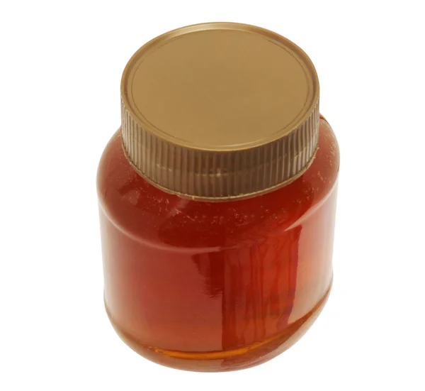 O único frasco de vidro fechado com mel — Fotografia de Stock