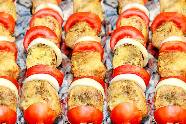 Carne, tomate e cebola — Fotografia de Stock