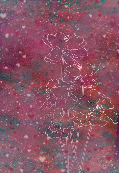 Romantik pembe çiçekli ile — Stok fotoğraf