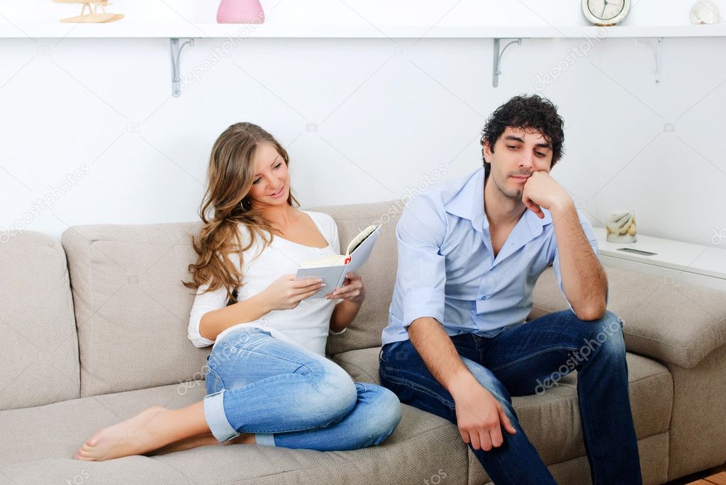 Young couple in the living room