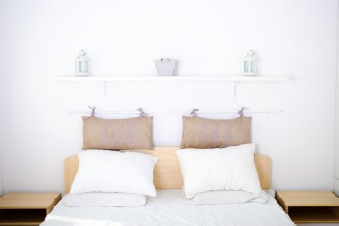 Big white empty bed clipart