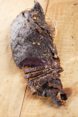 Biltong - dry cured beef meat , cutted clipart