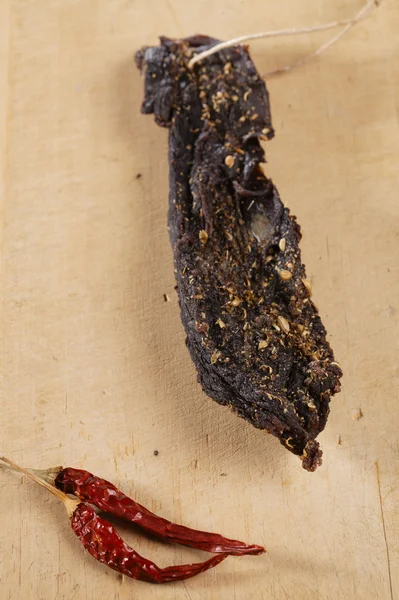 Biltong - dry cured beef meat — Stock Photo, Image