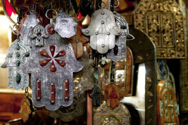 Moroccan Khamsa hamsa Hands of Fatima Good Luck in medina souk clipart