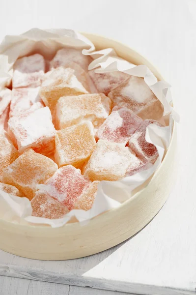 Turkish sweet delight, rose and yellow — Stock Photo, Image