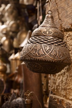 Lamps in street shop in cairo, egypt clipart