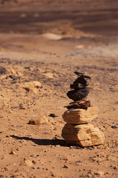 stock image Stacked stones in Black Desert in Sahara, western Egypt