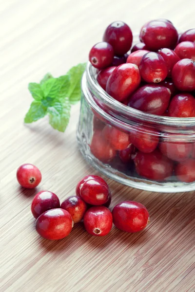 stock image Cranberries in a glass jar