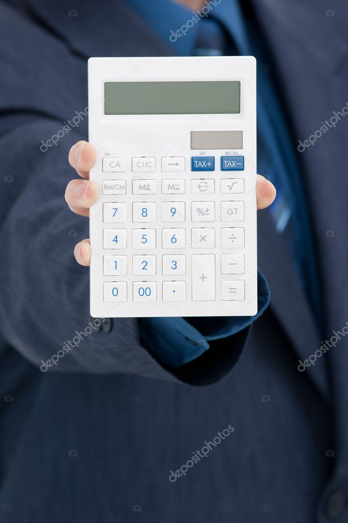 Office worker with calculator