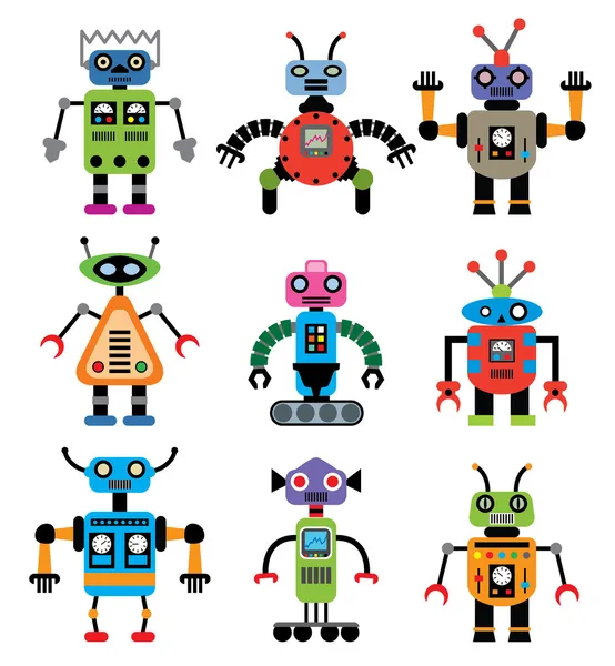 Set of robots of various shapes and colors — Stock Vector © dmstudio ...