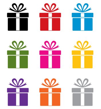 Vector set of colorful gift box symbols