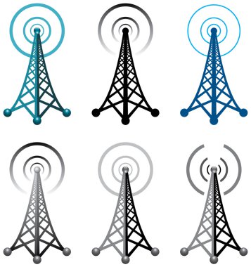 Vector radio tower symbols
