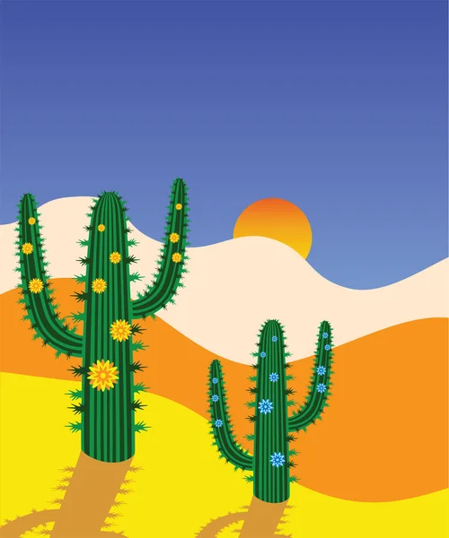 Vector cactus in sandy desert — Stock Vector © dmstudio #11441076