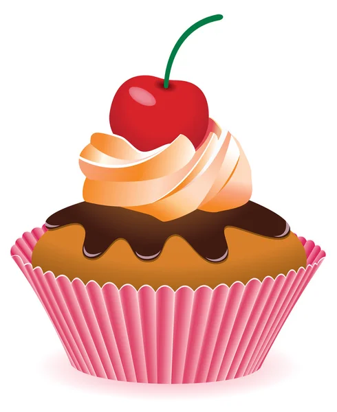 Cupcake With Cherry — Stock Vector © adamson #5353406