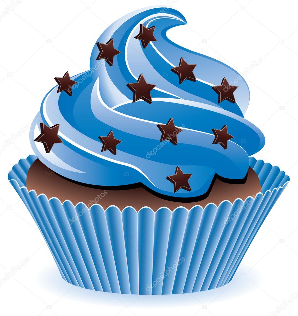 Vector cupcake azul — Vetor de Stock © dmstudio 9739902