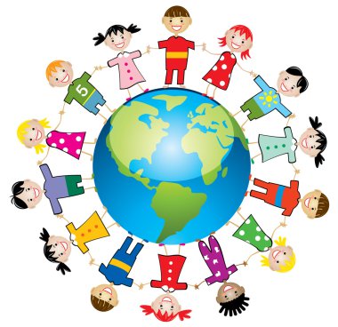 Vector children around the world