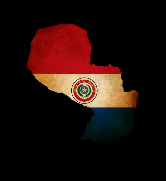 Контур карта Парагваю з гранж прапор вставити ізольовані на blac — стокове фото