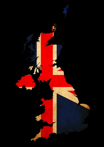 UK grunge map outline flag insert — Stock Photo, Image