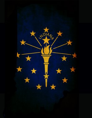 ABD Amerikan Indiana Eyalet harita anahat grunge etkisi bayrak ile