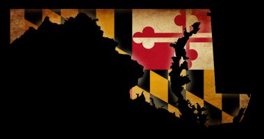 USA American Maryland State Map outline with grunge effect flag clipart