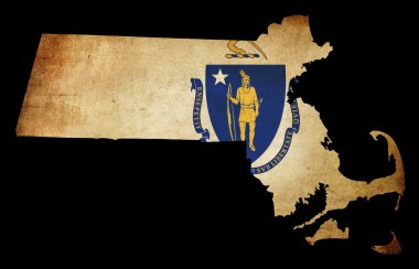 USA American Massachussetts State Map outline with grunge effect clipart