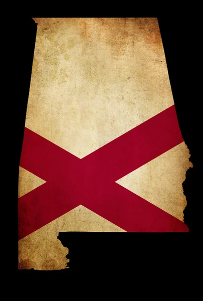 Estados Unidos Estado Americano Alabama Mapa contorno con bandera de efecto grunge — Foto de Stock