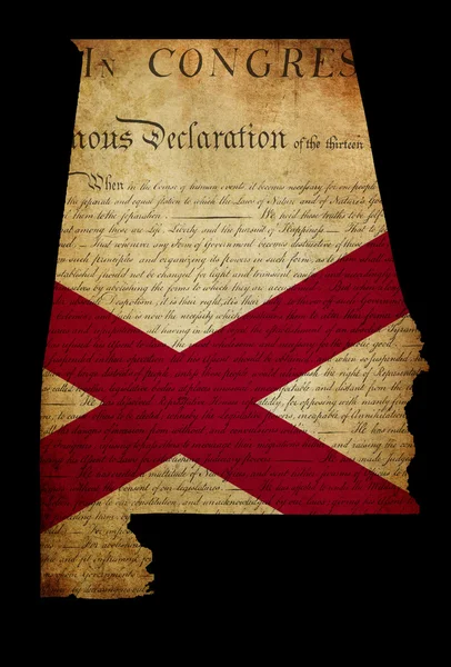 ΗΠΑ αμερικανικό κράτος Αλαμπάμα χάρτη περίγραμμα με grunge αποτέλεσμα σημαία ένα — Φωτογραφία Αρχείου