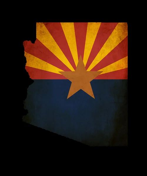 USA Amerikaanse arizona staat kaart omtrek met grunge effect vlag — Stockfoto