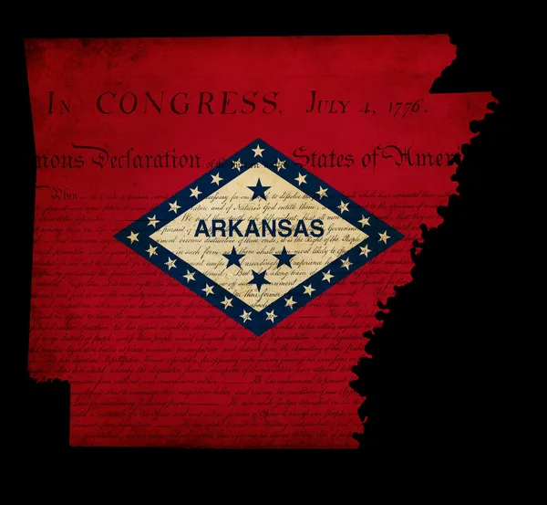 États-Unis Carte de l'État de l'Arkansas américaine avec drapeau effet grunge — Photo