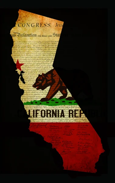 美国美国加利福尼亚州地图轮廓与 grunge 效果 fla — 图库照片