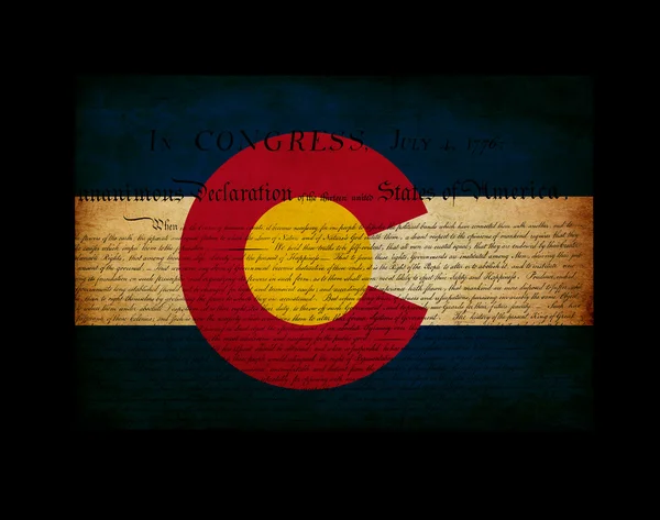 Карта штата Колорадо США с флагом эффекта гранжа — стоковое фото
