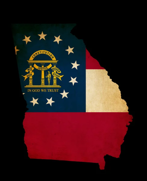 ABD Amerikalı georgia eyalet harita anahat grunge etkisi bayrak ile — Stok fotoğraf