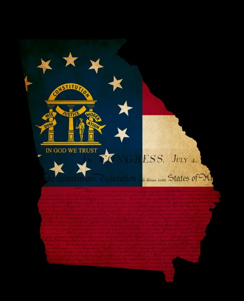 EUA American Georgia State Map esboço com bandeira efeito grunge a — Fotografia de Stock