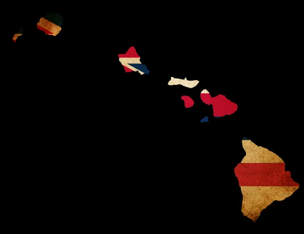 Mapa del estado de Hawái con bandera de efecto grunge —  Fotos de Stock