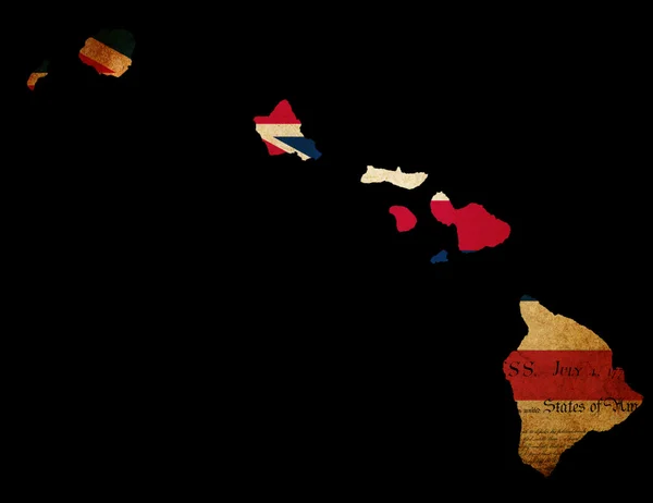 Карта штата Гавайи США с флагом эффекта гранжа в — стоковое фото