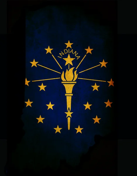 ABD Amerikan Indiana Eyalet harita anahat grunge etkisi bayrak ile — Stok fotoğraf